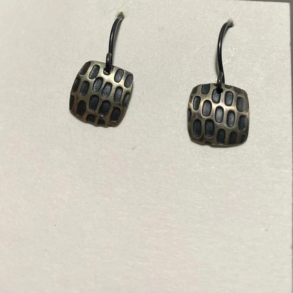 Two tone, silver drop earrings